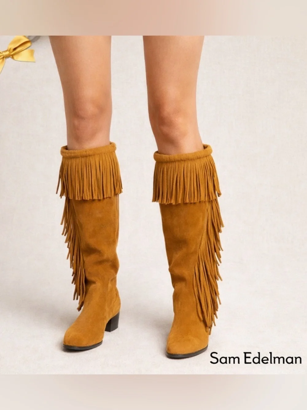 Sam Edelman Utah Tan Suede Fringe Moccasin Boots 6.5